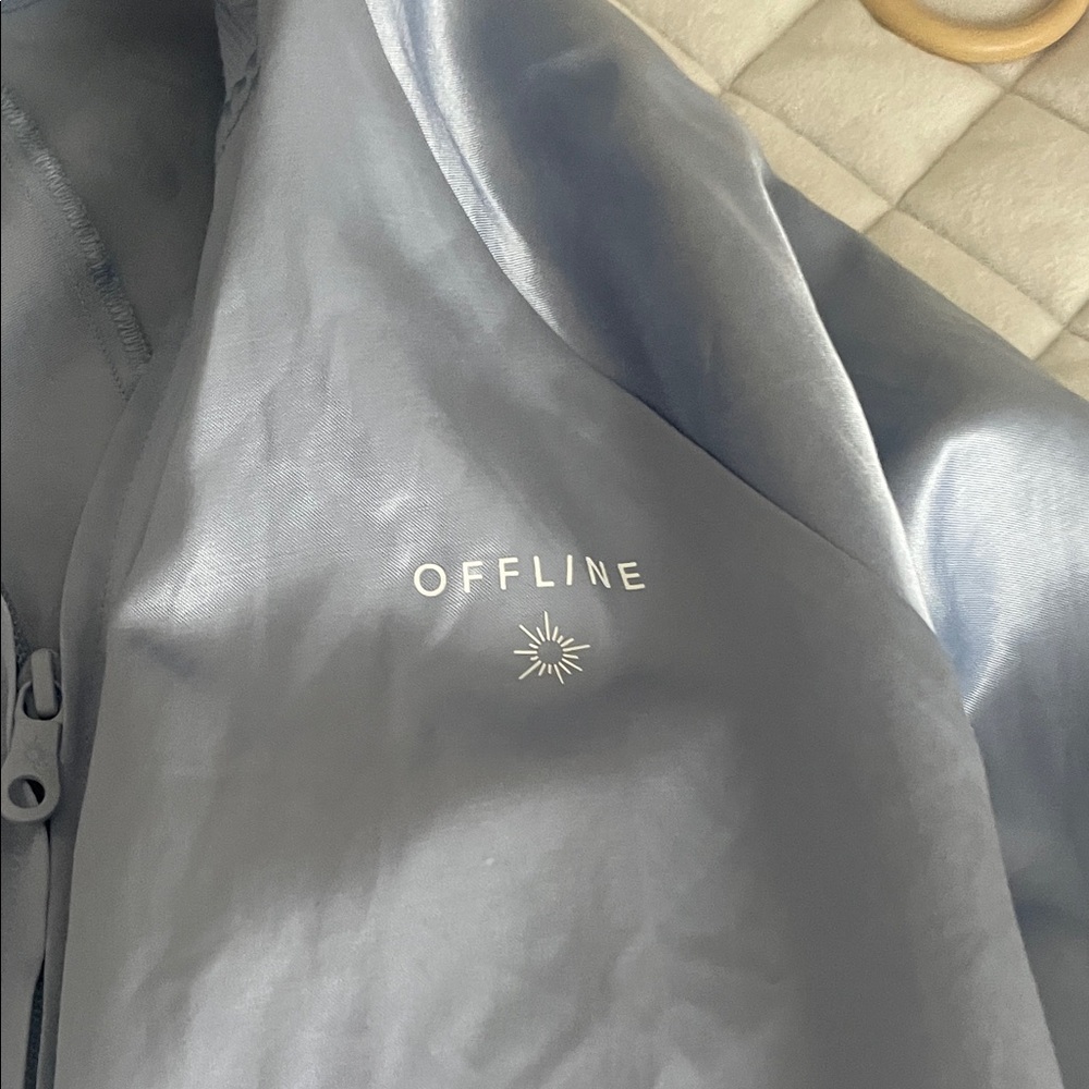 Aerie Light Baby Blue Satin like Women's Jacket - Picture 4 of 4